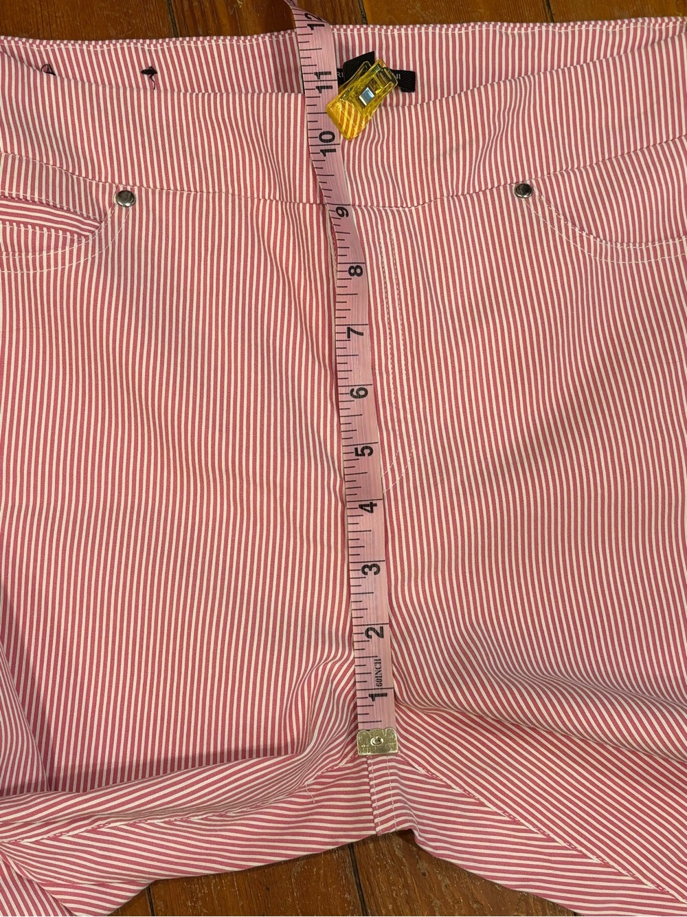 Mario Serrani Pink White Pinstripe Stretch Ankle Pants Women’s Medium M - Picture 7 of 8